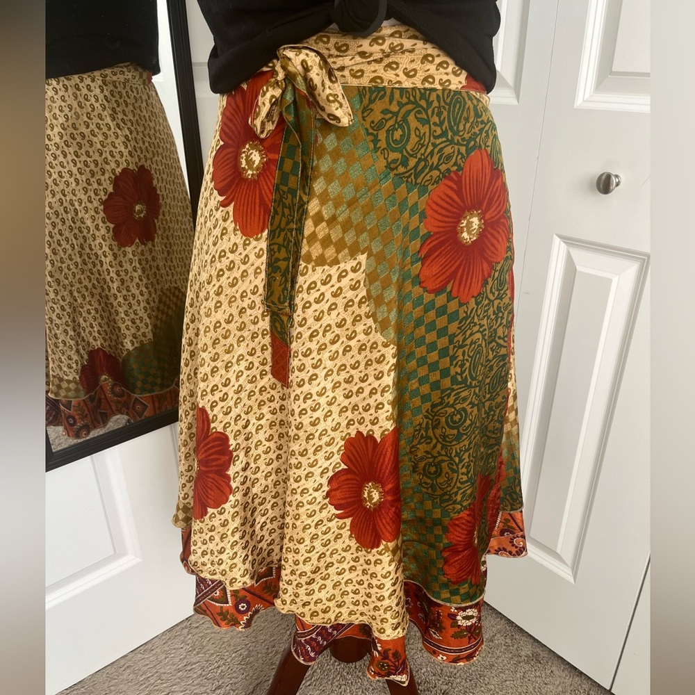 Reversible Floral Midi Skirt